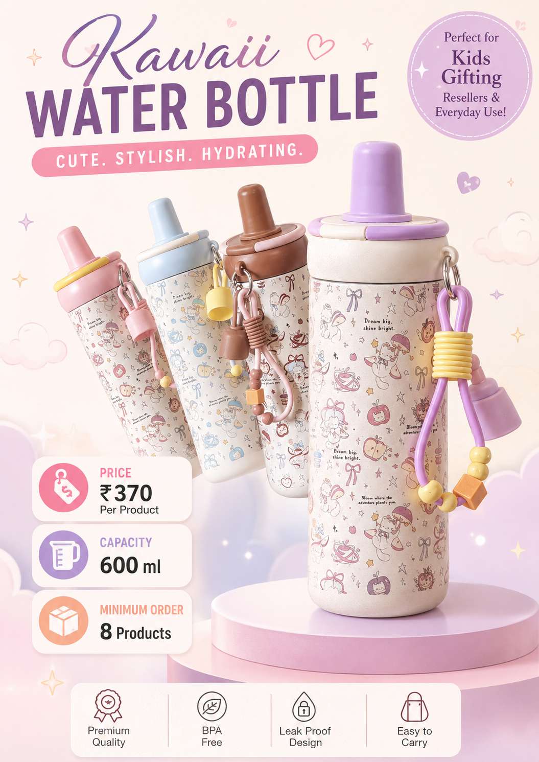 Kawaii Water Bottle — 600ml