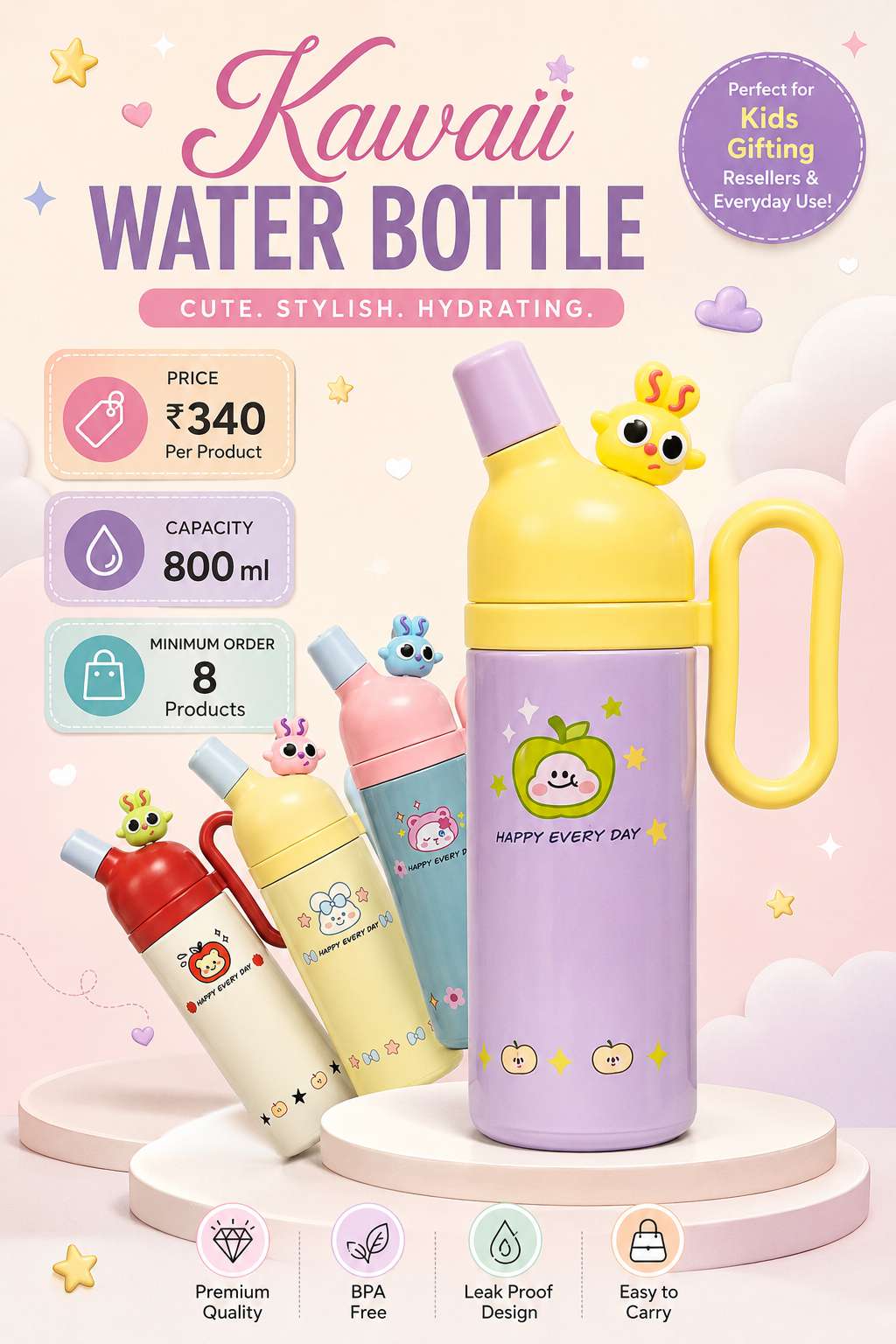 Kawaii Water Bottle — 800ml