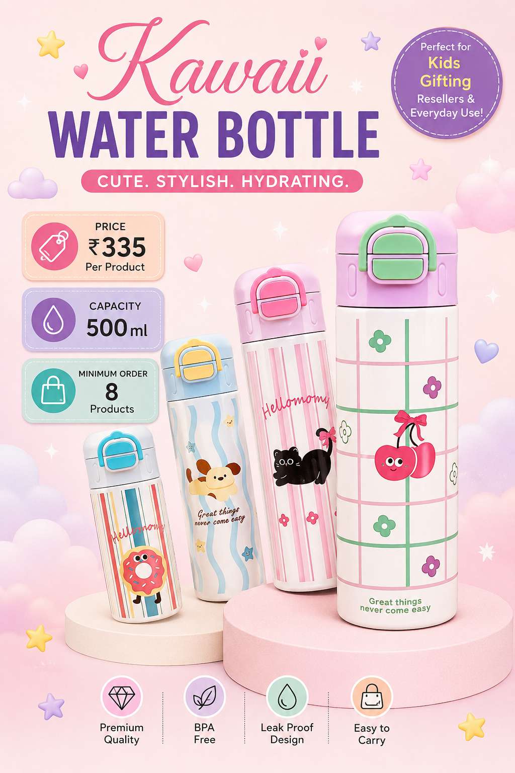 Kawaii Water Bottle — 500ml Value